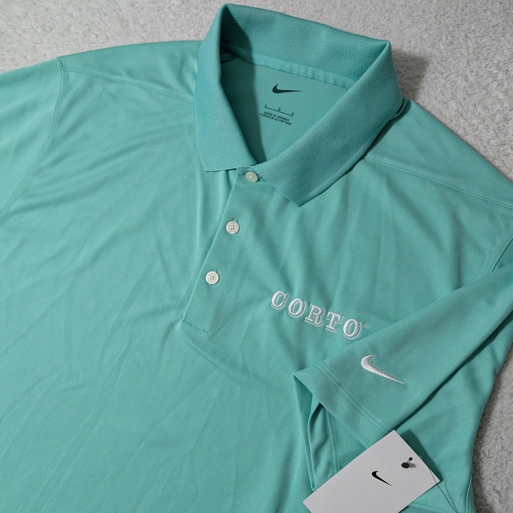 NEW Nike Polo Mens L Teal Corto Embroidered Short Sleeve Golf Shirt DC1963-305